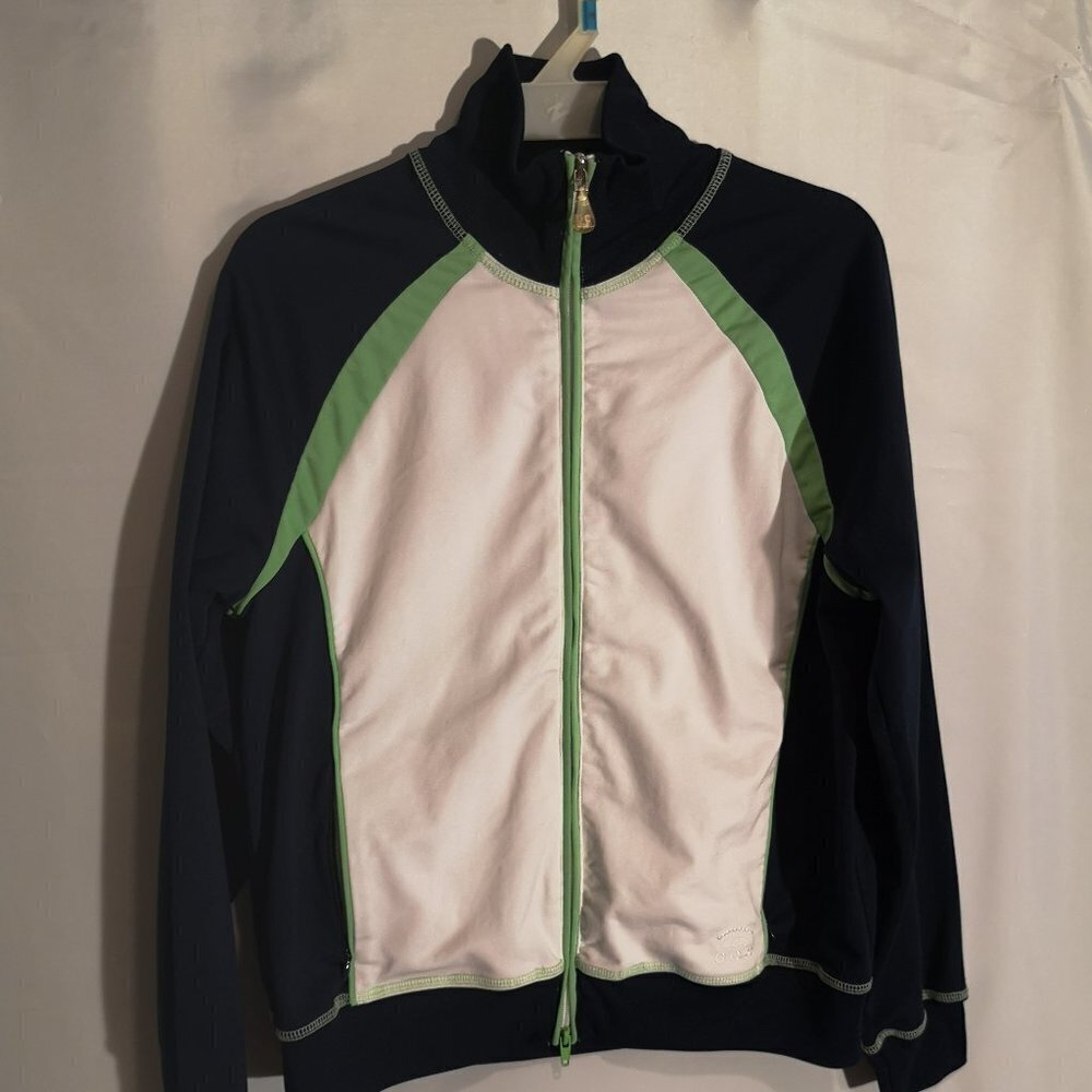 Oleg Cassini Sport Ladies Size Small Navy & White Full Zip Athletic Jacket